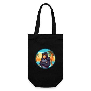 Bonobo Watercolor Cartoon Kawaii Clipart Animal - Gift Bag for Bottles - black - Front