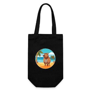 Boar Watercolor Cartoon Kawaii Clipart Animal - Gift Bag for Bottles - black - Front