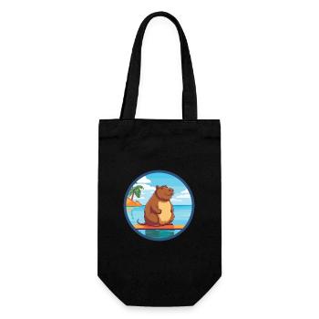 Capybara Watercolor Cartoon Kawaii Clipart Animal - Gift Bag for Bottles - black - Front