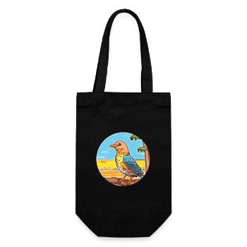 Cuckoo Watercolor Cartoon Kawaii Clipart Animal - Gift Bag for Bottles - black - Front
