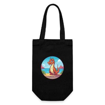 Dragon Watercolor Cartoon Kawaii Clipart Animal - Gift Bag for Bottles - black - Front