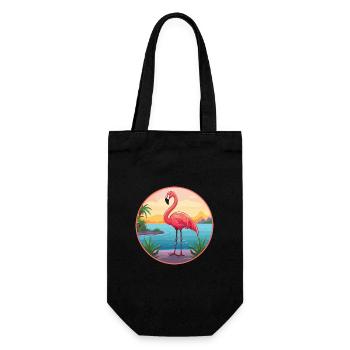 Flamingo Watercolor Cartoon Kawaii Clipart Animal - Gift Bag for Bottles - black - Front