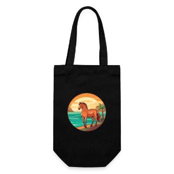 Pferd Aquarell Karikatur Kawaii Clipart Tier - Geschenkbeutel für Flaschen - Schwarz - Vorne