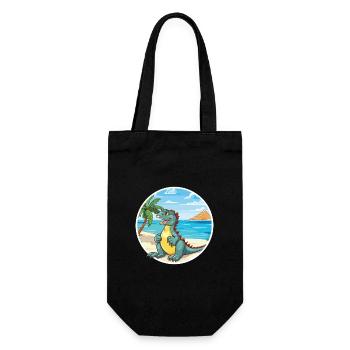 Iguana Watercolor Cartoon Kawaii Clipart Animal - Gift Bag for Bottles - black - Front