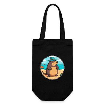 Mole Watercolor Cartoon Kawaii Clipart Animal - Gift Bag for Bottles - black - Front