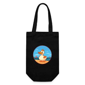 Duck Watercolor Cartoon Kawaii Clipart Animal - Gift Bag for Bottles - black - Front
