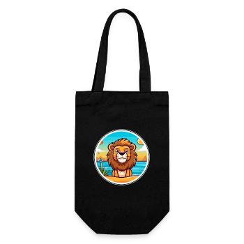 Lion aquarelle dessin animé Kawaii Clipart Animal - Sac à bouteille - noir - Devant
