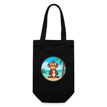 Monkey Watercolor Cartoon Kawaii Clipart Animal - Gift Bag for Bottles - black - Front