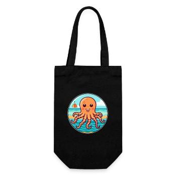 Oktopus Aquarell Cartoon Kawaii Clipart Tier - Geschenkbeutel für Flaschen - Schwarz - Vorne