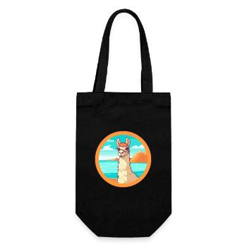 Llama Watercolor Cartoon Kawaii Clipart Animal - Gift Bag for Bottles - black - Front
