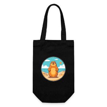Marmot Watercolor Cartoon Kawaii Clipart Animal - Gift Bag for Bottles - black - Front