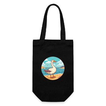 Goose Watercolor Cartoon Kawaii Clipart Animal - Gift Bag for Bottles - black - Front