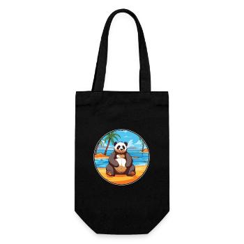 Panda Watercolor Cartoon Kawaii Clipart Animal - Gift Bag for Bottles - black - Front