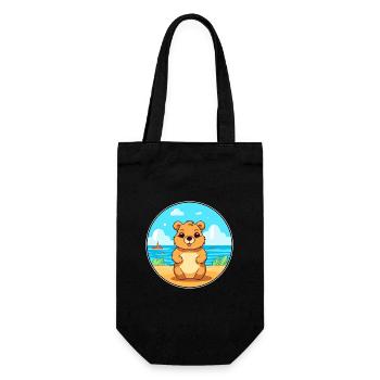 Quokka Watercolor Cartoon Kawaii Clipart Animal - Gift Bag for Bottles - black - Front