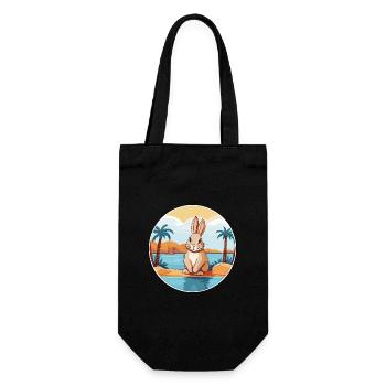 Rabbit Watercolor Cartoon Kawaii Clipart Animal - Gift Bag for Bottles - black - Front