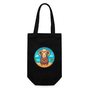Ram Watercolor Cartoon Kawaii Clipart Animal - Gift Bag for Bottles - black - Front