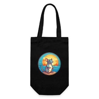 Ratte Aquarell Cartoon Kawaii Clipart Tier - Geschenkbeutel für Flaschen - Schwarz - Vorne