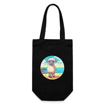 Schaf Aquarell Cartoon Kawaii Clipart Tier - Geschenkbeutel für Flaschen - Schwarz - Vorne