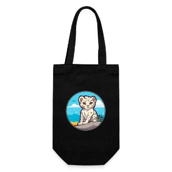 Léopard des neiges aquarelle dessin animé Kawaii Clipart animal de compagnie - Sac à bouteille - noir - Devant