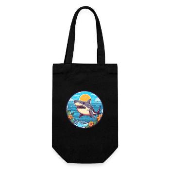 Shark Watercolor Cartoon Kawaii Clipart Animal - Gift Bag for Bottles - black - Front