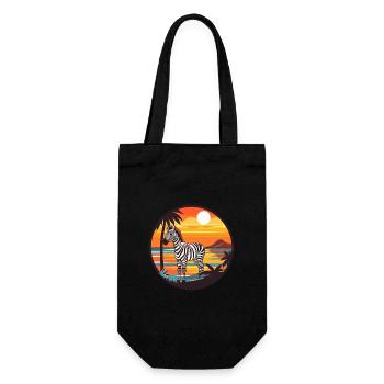 Zebra Watercolor Cartoon Kawaii Clipart Animal - Gift Bag for Bottles - black - Front