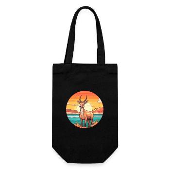 Antilope aquarelle dessin animé Kawaii Clipart Animal - Sac à bouteille - noir - Devant