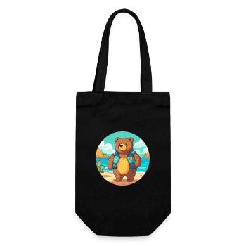 Bear Watercolor Cartoon Kawaii Clipart Animal - Gift Bag for Bottles - black - Front