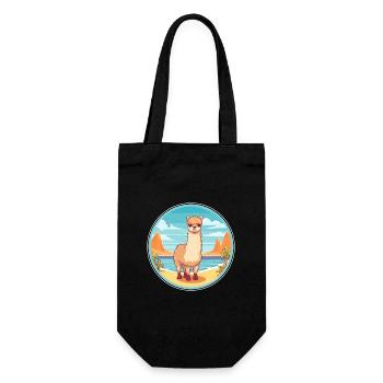 Alpaga aquarelle dessin animé Kawaii Clipart Animal - Sac à bouteille - noir - Devant