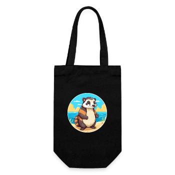 Blaireau Aquarelle Dessin Animé Kawaii Clipart Animal - Sac à bouteille - noir - Devant