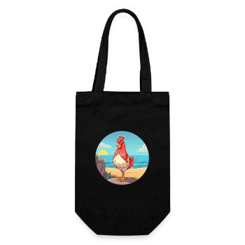 Chicken Watercolor Cartoon Kawaii Clipart Animal - Gift Bag for Bottles - black - Front