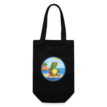 Frosch Aquarell Cartoon Kawaii Clipart Tier - Geschenkbeutel für Flaschen - Schwarz - Vorne