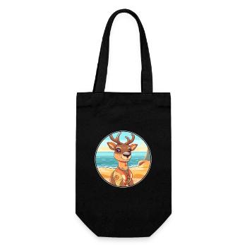 Deer Watercolor Cartoon Kawaii Clipart Animal - Gift Bag for Bottles - black - Front