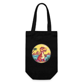 Dinosaurier Aquarell Cartoon Kawaii Clipart Tier - Geschenkbeutel für Flaschen - Schwarz - Vorne