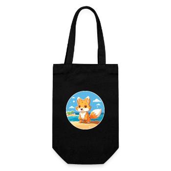 Fuchs Aquarell Cartoon Kawaii Clipart Tier - Geschenkbeutel für Flaschen - Schwarz - Vorne