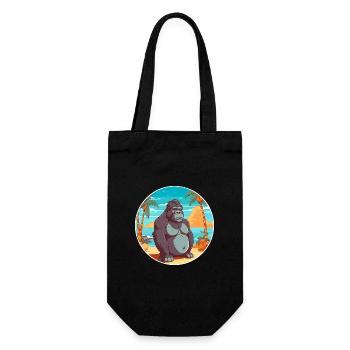 Gorilla Aquarell Cartoon Kawaii Clipart Tier - Geschenkbeutel für Flaschen - Schwarz - Vorne