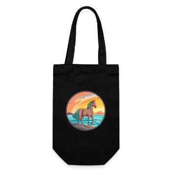 Pferd Aquarell Karikatur Kawaii Clipart Tier - Geschenkbeutel für Flaschen - Schwarz - Vorne