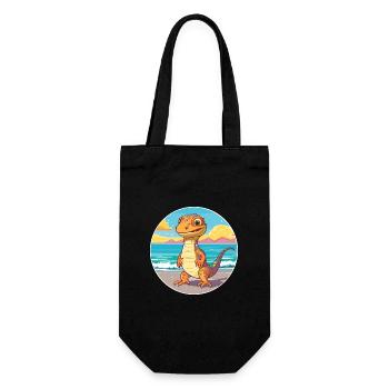 Lizard Watercolor Cartoon Kawaii Clipart Animal - Gift Bag for Bottles - black - Front