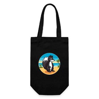 Skunk aquarelle dessin animé Kawaii Clipart Animal - Sac à bouteille - noir - Devant