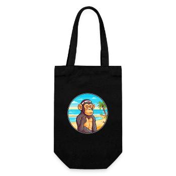 Chimpanzé aquarelle dessin animé Kawaii Clipart animal de compagnie - Sac à bouteille - noir - Devant
