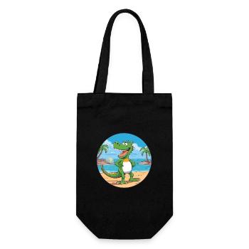 Crocodile aquarelle dessin animé Kawaii Clipart Animal - Sac à bouteille - noir - Devant
