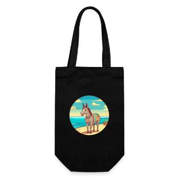 Âne aquarelle dessin animé Kawaii Clipart Animal - Sac à bouteille - noir - Devant
