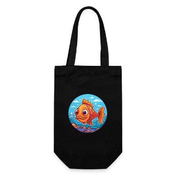 Fish Watercolor Cartoon Kawaii Clipart Animal - Gift Bag for Bottles - black - Front