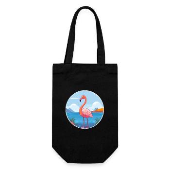 Flamingo Watercolor Cartoon Kawaii Clipart Animal - Gift Bag for Bottles - black - Front