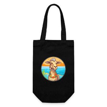 Goat Watercolor Cartoon Kawaii Clipart Animal - Gift Bag for Bottles - black - Front