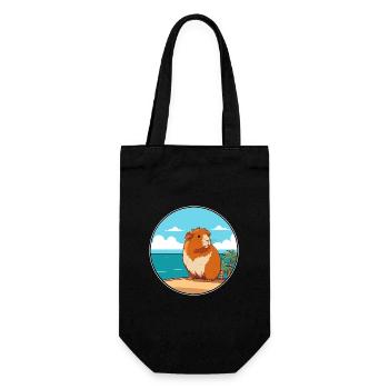 Guinea Pig Watercolor Cartoon Kawaii Clipart Pet - Gift Bag for Bottles - black - Front