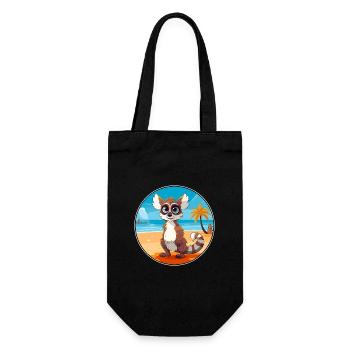 Lemur Watercolor Cartoon Kawaii Clipart Animal - Gift Bag for Bottles - black - Front