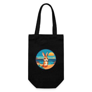 Rabbit Watercolor Cartoon Kawaii Clipart Animal - Gift Bag for Bottles - black - Front