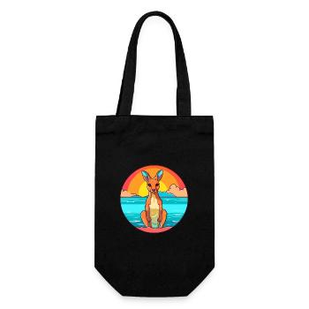Kangaroo Watercolor Cartoon Kawaii Clipart Animal - Gift Bag for Bottles - black - Front