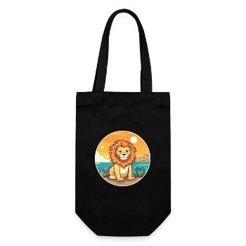 Lion aquarelle dessin animé Kawaii Clipart Animal - Sac à bouteille - noir - Devant