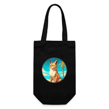 Lynx aquarelle dessin animé Kawaii Clipart Animal - Sac à bouteille - noir - Devant